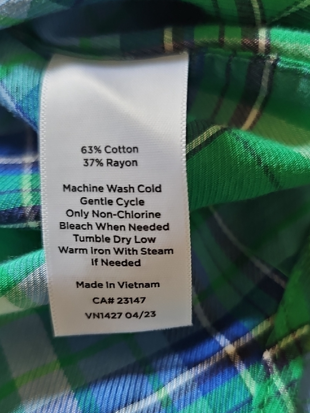 Talbot's Green Blue Plaid Long Sleeve Button Front Blouse Women's Size Medium - Picture 10 of 11